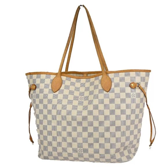 LOUIS VUITTON Neverfull MM Shoulder Tote Bag Damier Azur Leather N51107 16HB905 - Picture 1 of 16